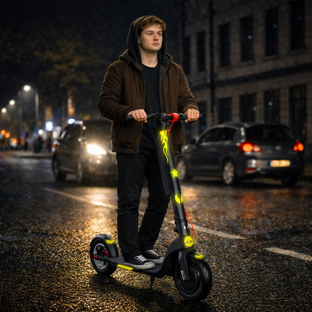 Gece Sürüşü için Yansıtıcı Özellikli Sticker Set Scooter, Bisiklet, Kask, Motosiklet, Araba, Dorse, Karavan için IPG Dekoratif Koruyucu Kaplama Sticker / Erkek ve Kız (5'li set)