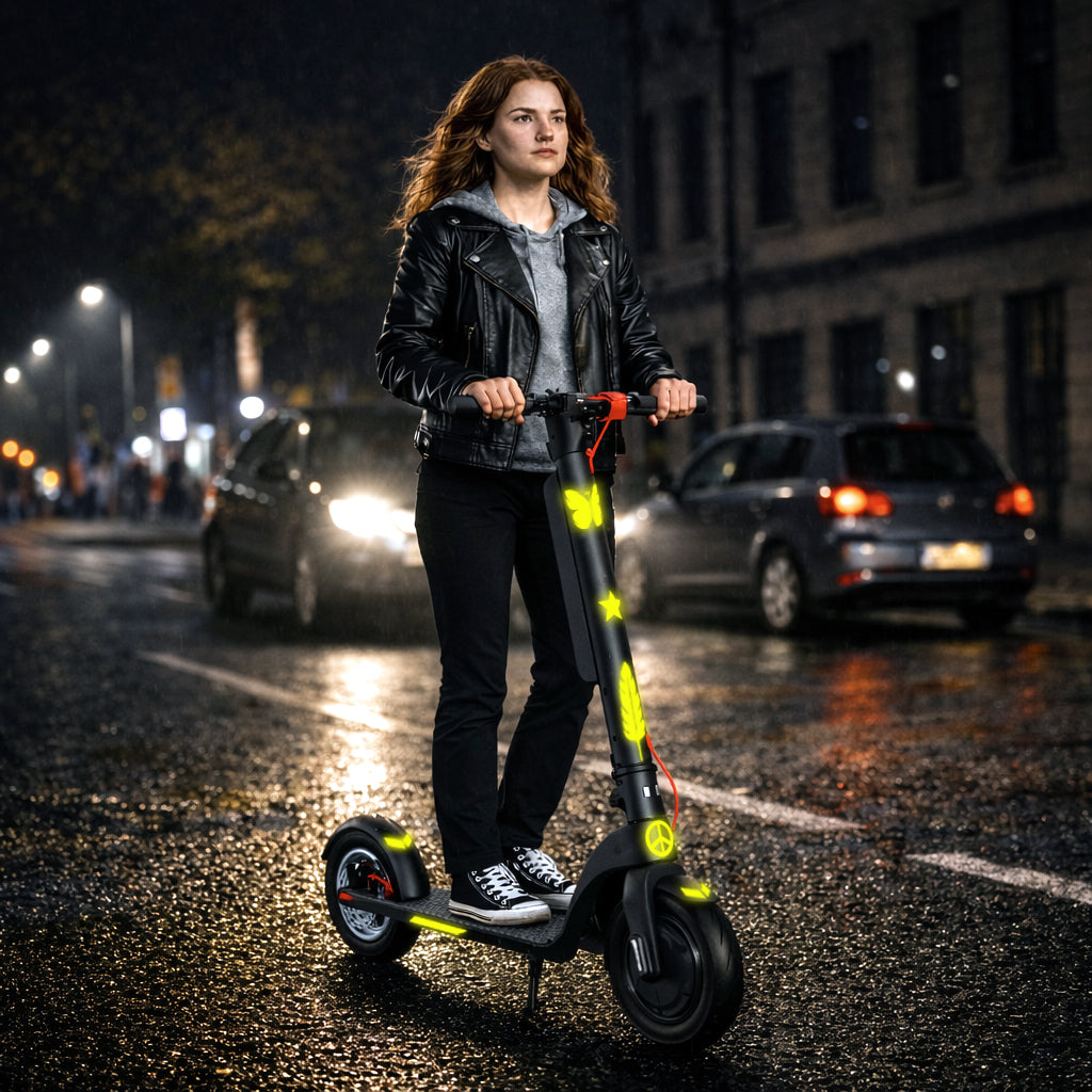 Gece Sürüşü için Yansıtıcı Özellikli Sticker Set Scooter, Bisiklet, Kask, Motosiklet, Araba, Dorse, Karavan için IPG Dekoratif Koruyucu Kaplama Sticker / Erkek ve Kız (5'li set)