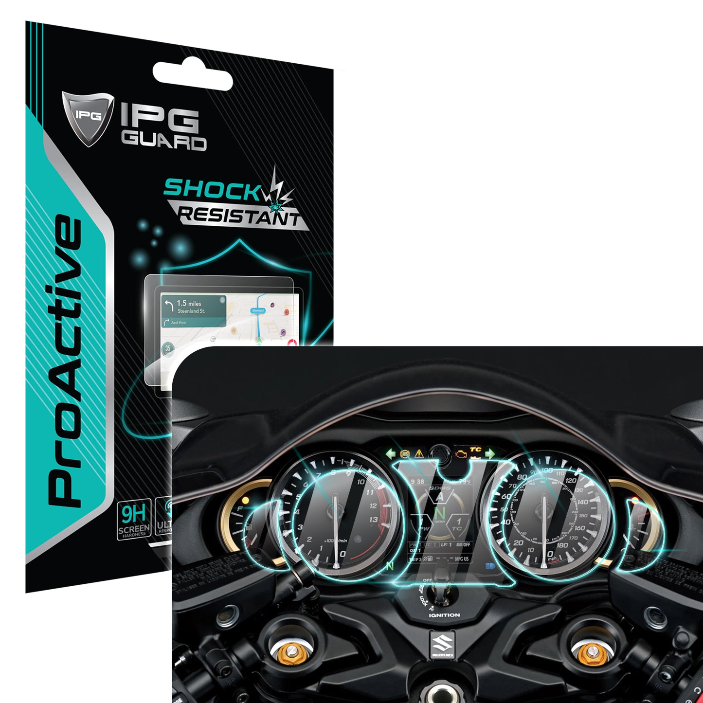 Suzuki GSX 1300R Hayabusa Gen3 2021-2025 Motosiklet Navigasyon için 9H Nano IPG ProActive Ekran Koruyucu