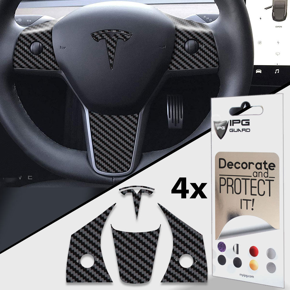 IPG Decorative for Tesla Model 3 Steering Wheel Wrap-Emblem Decal Sticker Protector