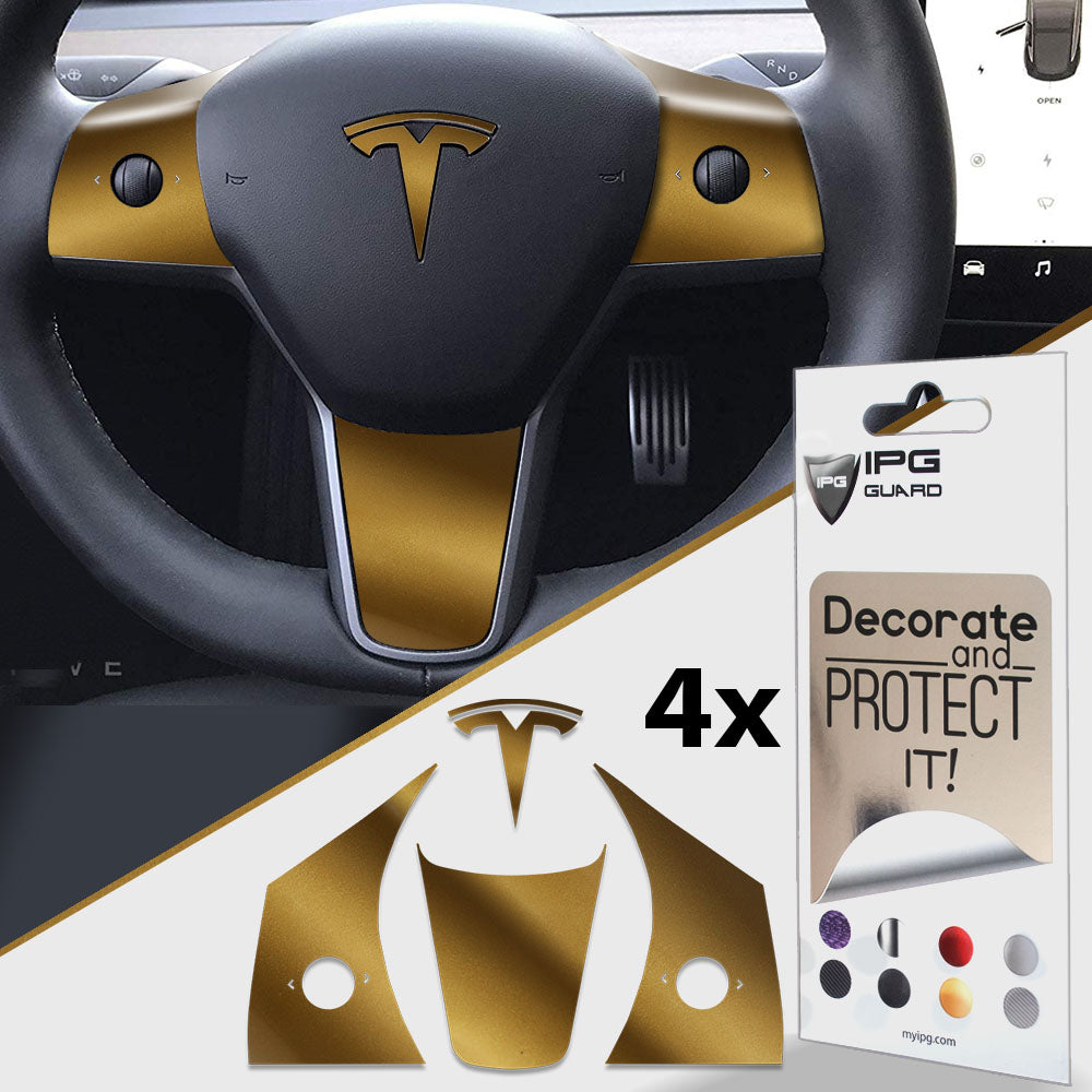 IPG Decorative for Tesla Model 3 2024 Steering Wheel Wrap-Emblem Decal Sticker Protector