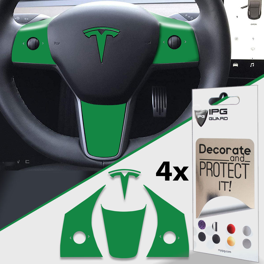 IPG Decorative for Tesla Model 3 2024 Steering Wheel Wrap-Emblem Decal Sticker Protector