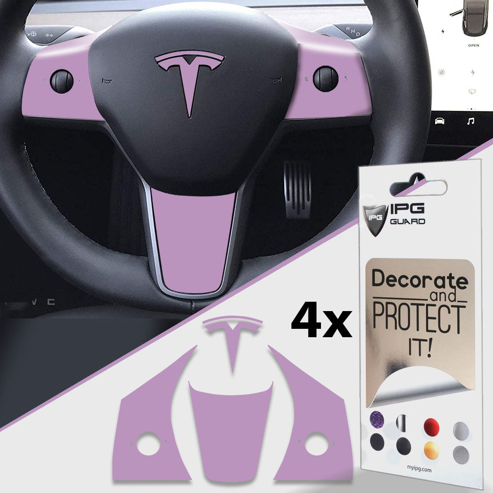 IPG Decorative for Tesla Model 3 2024 Steering Wheel Wrap-Emblem Decal Sticker Protector