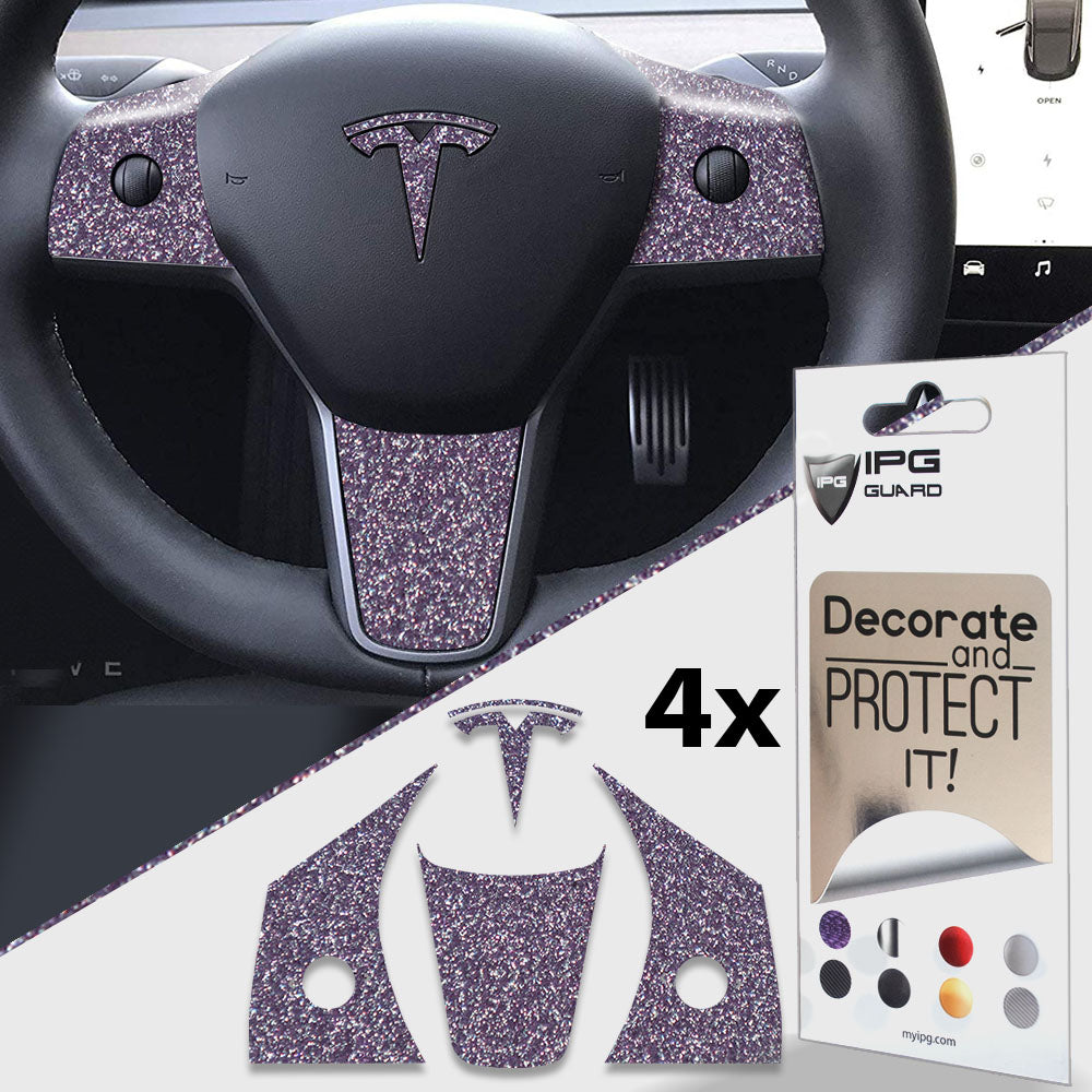 IPG Decorative for Tesla Model 3 2024 Steering Wheel Wrap-Emblem Decal Sticker Protector