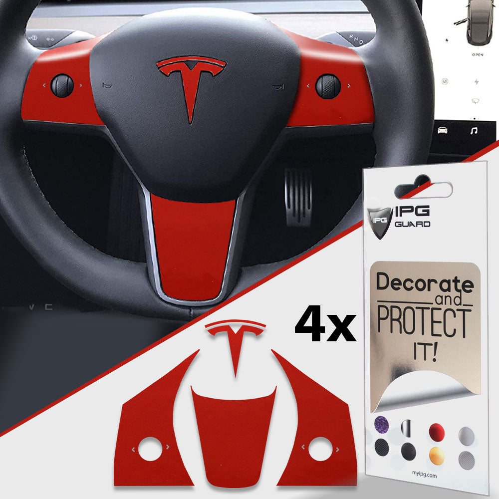 IPG Decorative for Tesla Model 3 Steering Wheel Wrap-Emblem Decal Sticker Protector