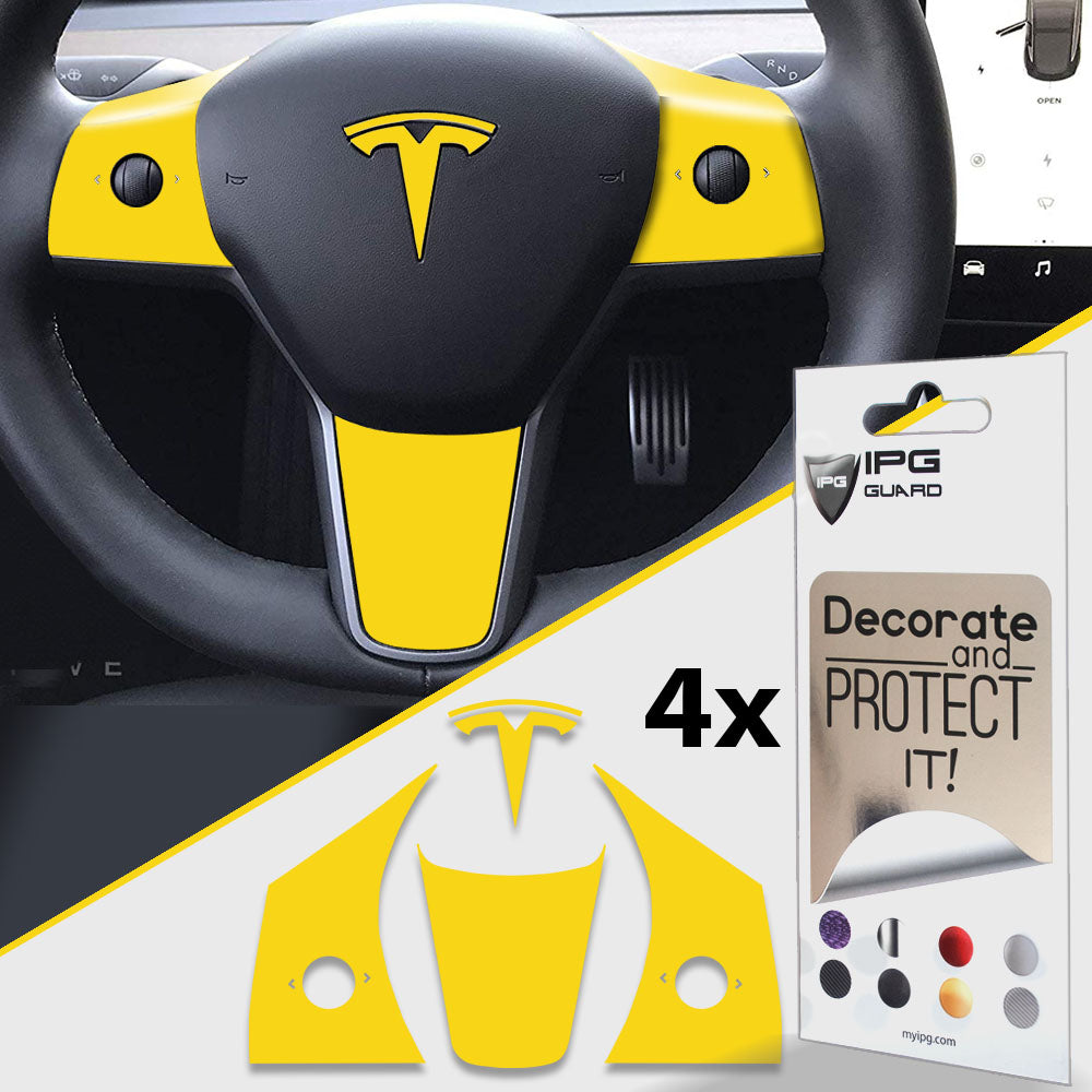 IPG Decorative for Tesla Model 3 Steering Wheel Wrap-Emblem Decal Sticker Protector