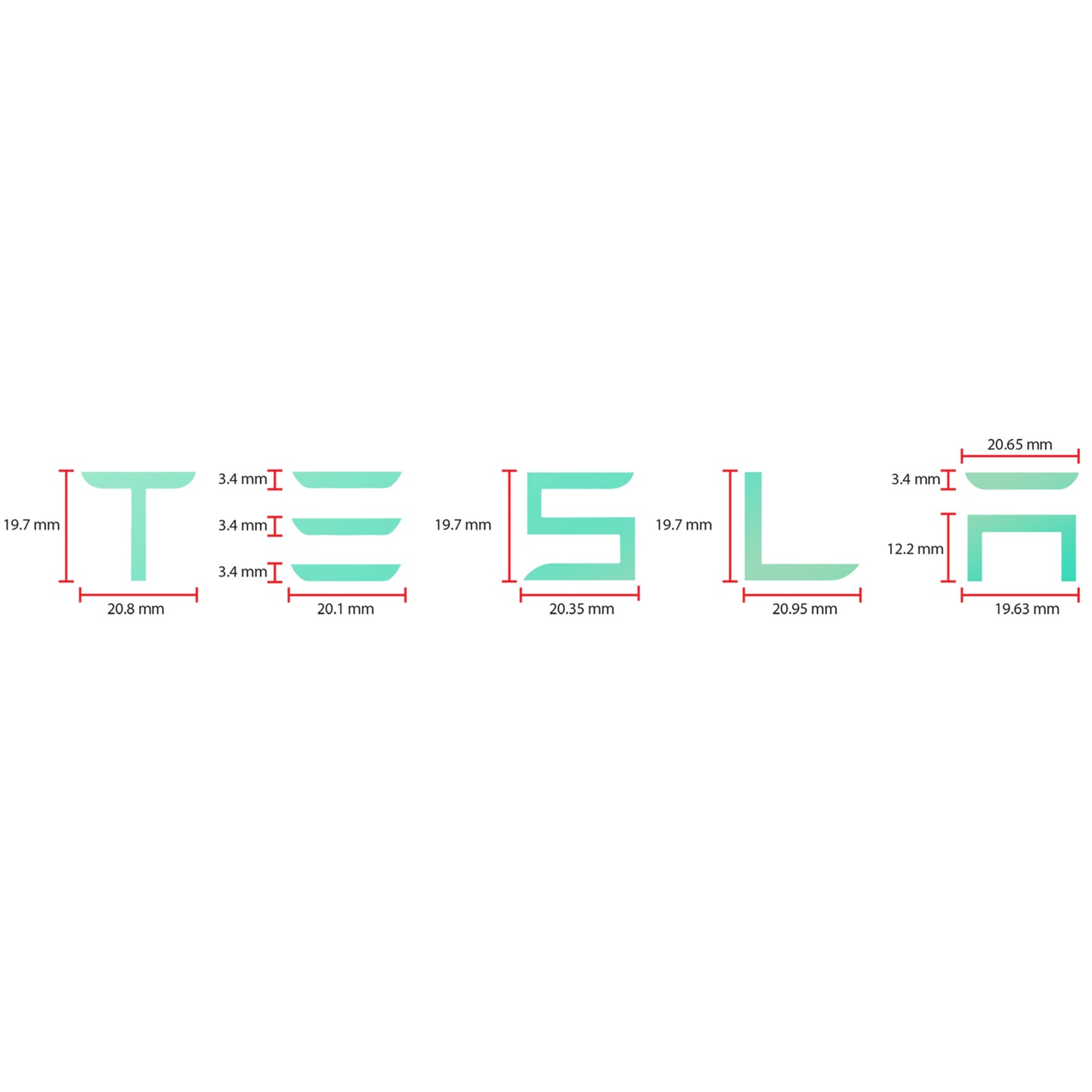 IPG Decorative for Tesla Model 3/Y/S/X/Performance Tailgate Letters Emblems (2 Units) Sticker Wrap Kit Decals Stickers Protector