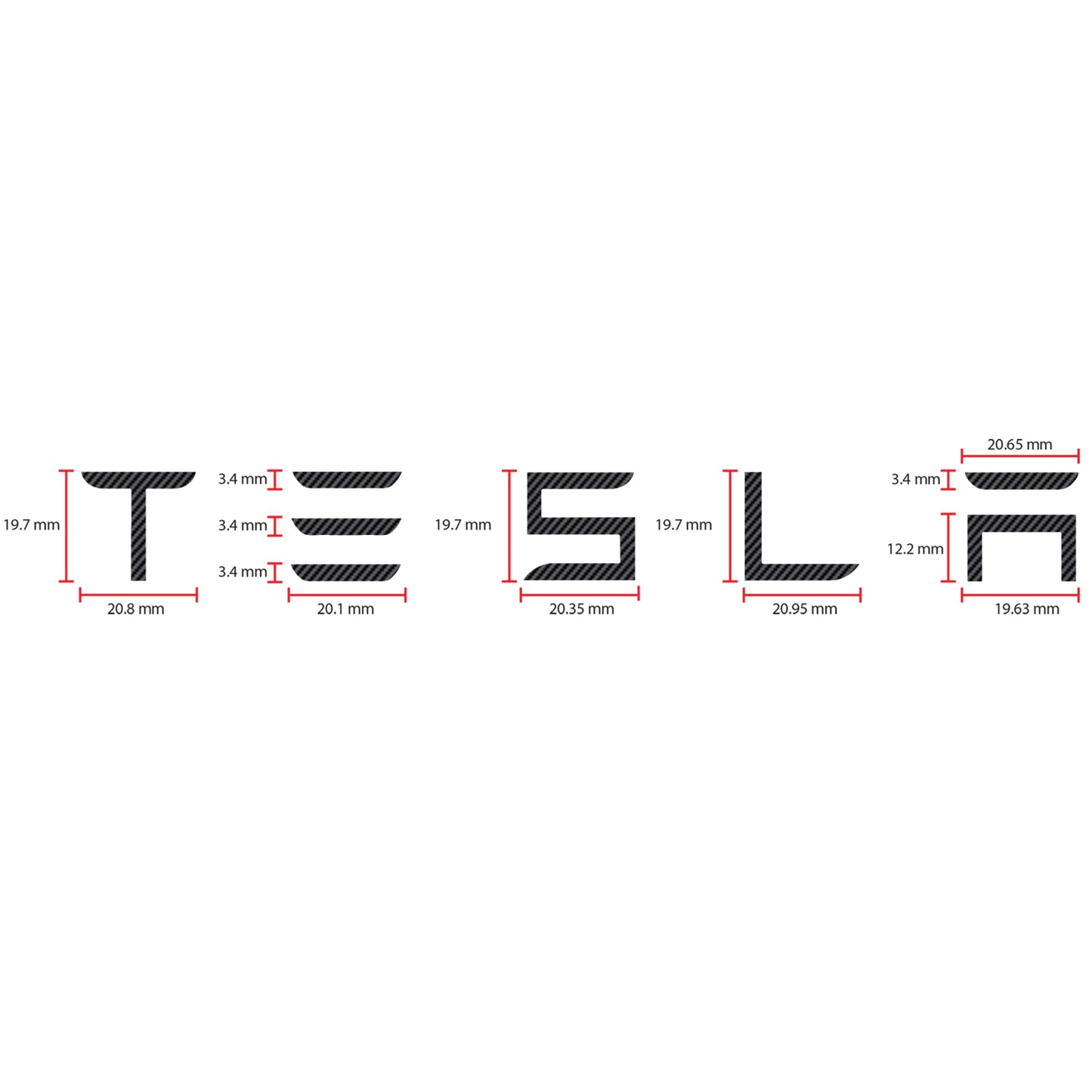 IPG Decorative for Tesla Model 3/Y/S/X/Performance Tailgate Letters Emblems (2 Units) Sticker Wrap Kit Decals Stickers Protector