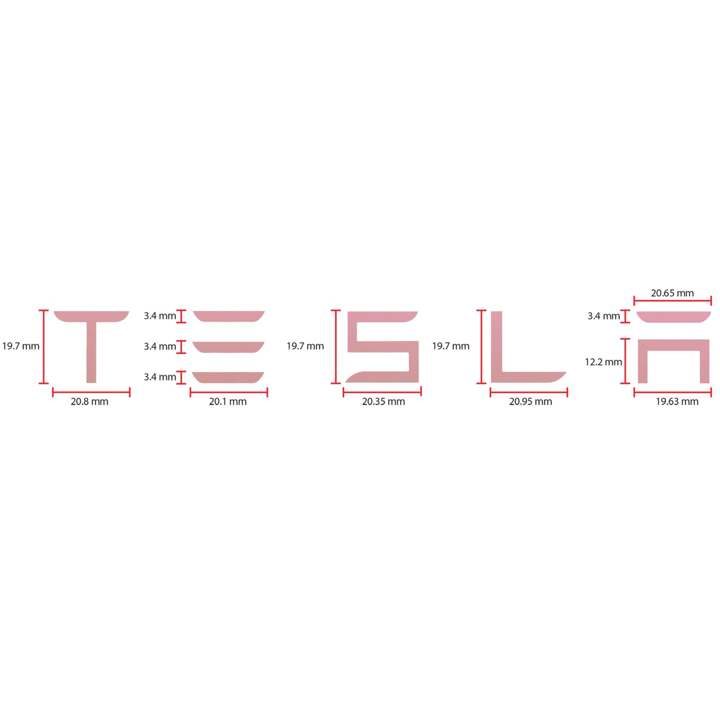 IPG Decorative for Tesla Model 3/Y/S/X/Performance Tailgate Letters Emblems (2 Units) Sticker Wrap Kit Decals Stickers Protector
