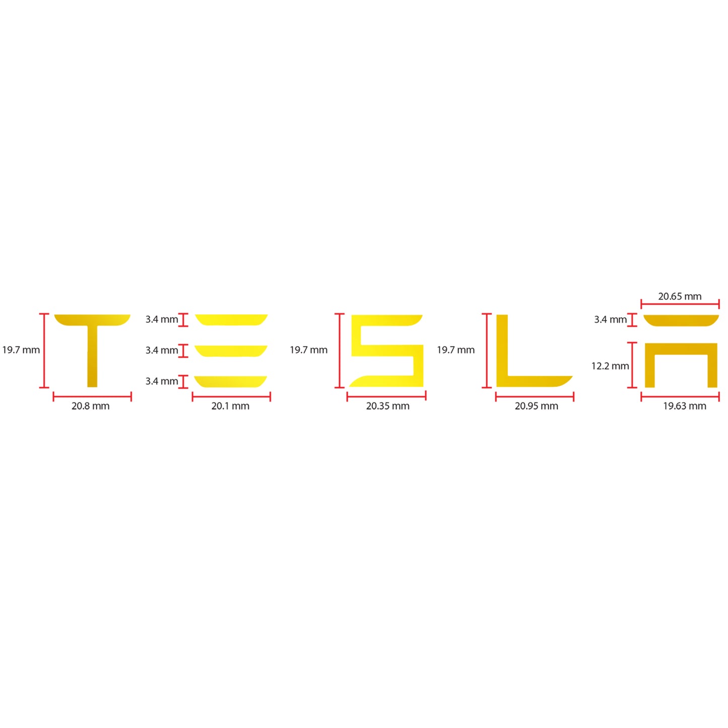 IPG Decorative for Tesla Model 3/Y/S/X/Performance Tailgate Letters Emblems (2 Units) Sticker Wrap Kit Decals Stickers Protector