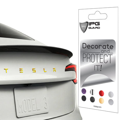 IPG Decorative for Tesla Model 3/Y/S/X/Performance Tailgate Letters Emblems (2 Units) Sticker Wrap Kit Decals Stickers Protector