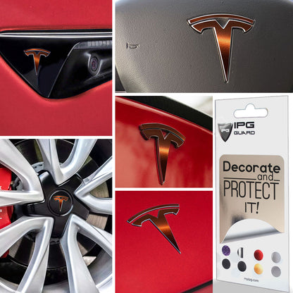 Tesla Model 3 için IPG Dekoratif Koruyucu Amblem Sticker Etiket Aksesuar Vinil (9 Logo Set)