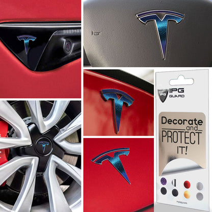 Tesla Model 3 için IPG Dekoratif Koruyucu Amblem Sticker Etiket Aksesuar Vinil (9 Logo Set)