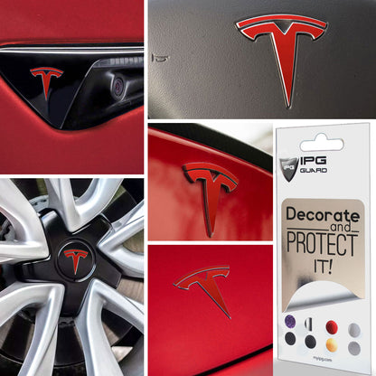 Tesla Model 3 için IPG Dekoratif Koruyucu Amblem Sticker Etiket Aksesuar Vinil (9 Logo Set)