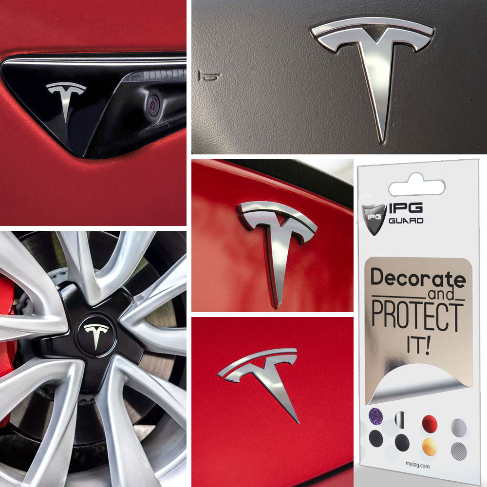 Tesla Model 3 için IPG Dekoratif Koruyucu Amblem Sticker Etiket Aksesuar Vinil (9 Logo Set)