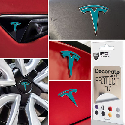 Tesla Model 3 için IPG Dekoratif Koruyucu Amblem Sticker Etiket Aksesuar Vinil (9 Logo Set)