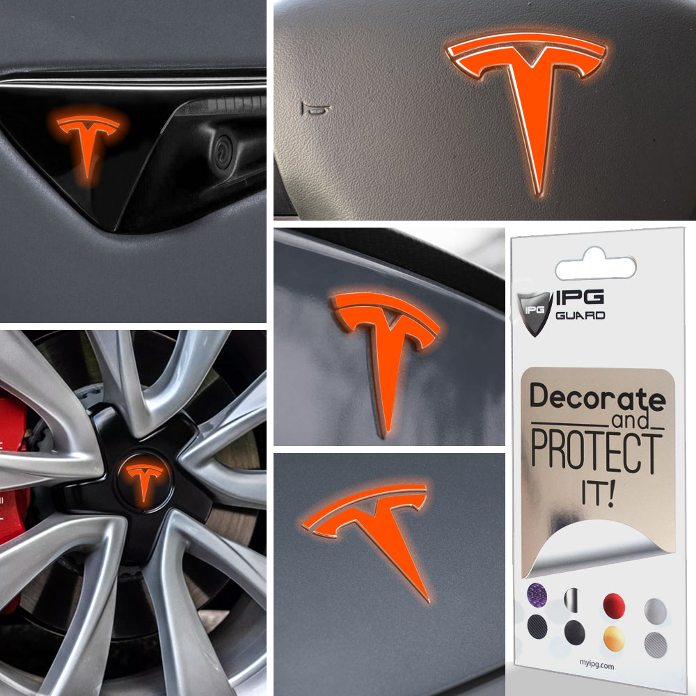 Tesla Model 3 için IPG Dekoratif Koruyucu Logo Amblem Sticker Etiket Aksesuar Vinil (9 Logo Set)(Reflektif Serisi)