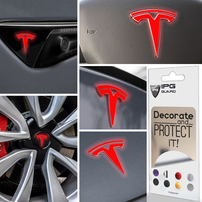 Tesla Model 3 için IPG Dekoratif Koruyucu Logo Amblem Sticker Etiket Aksesuar Vinil (9 Logo Set)(Reflektif Serisi)