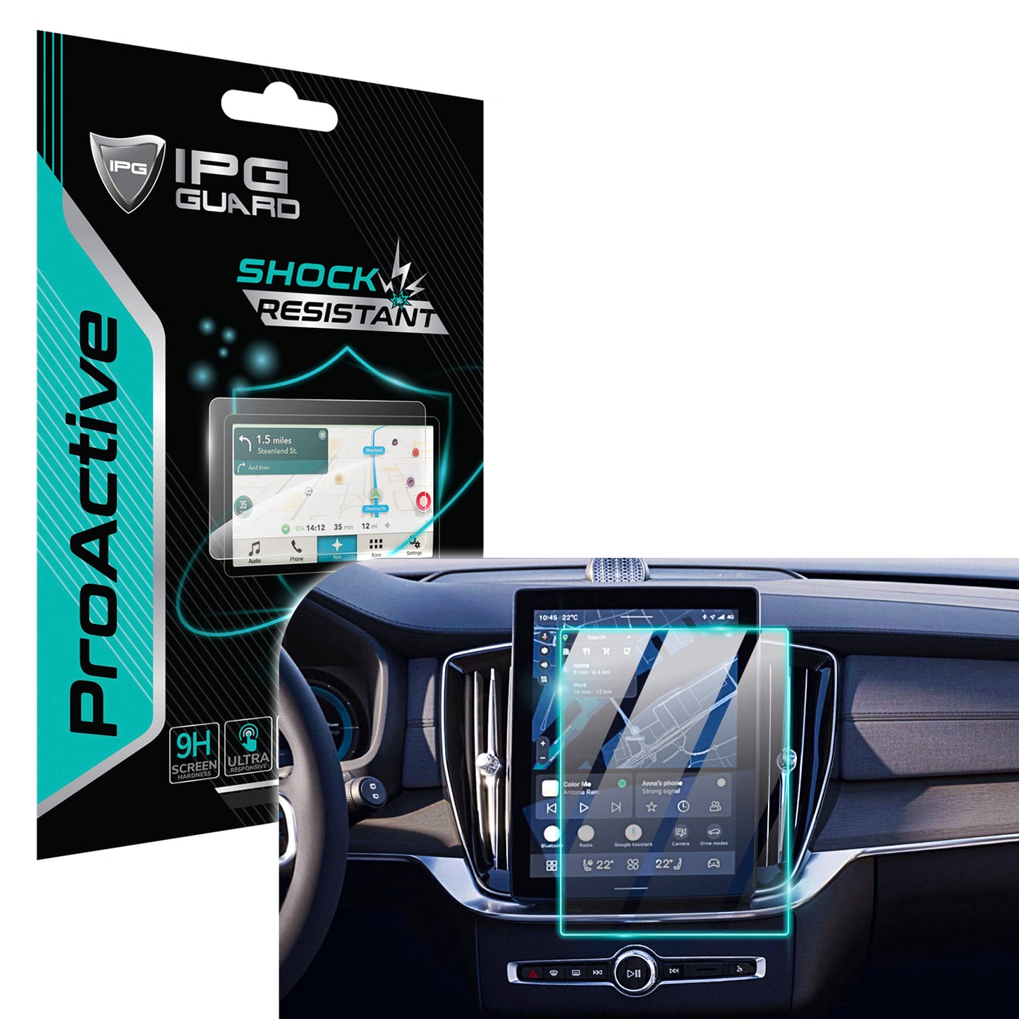 Volvo 2021-25 XC40 XC60 XC90/ 2018-2025 S60 S90/ 2019-2025 V60 V90/ 2025 EX 40 9 İnç Navigasyon Ekranı için 9H Nano IPG ProActive Ekran Koruyucu