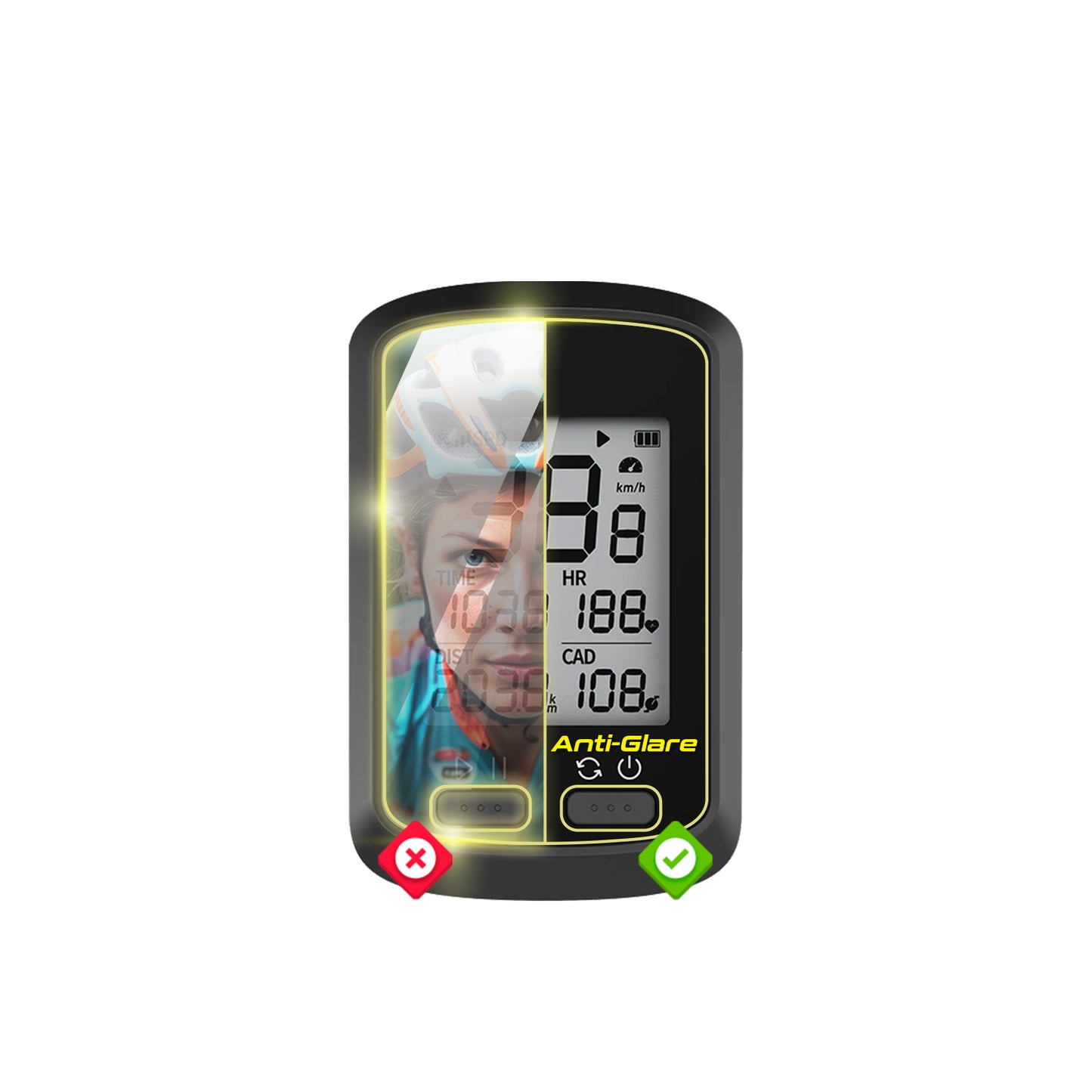 IPG Anti-Glare for XOSS G/G+ Bike Computer ANTI-GLARE SCREEN Protector (2 Units)