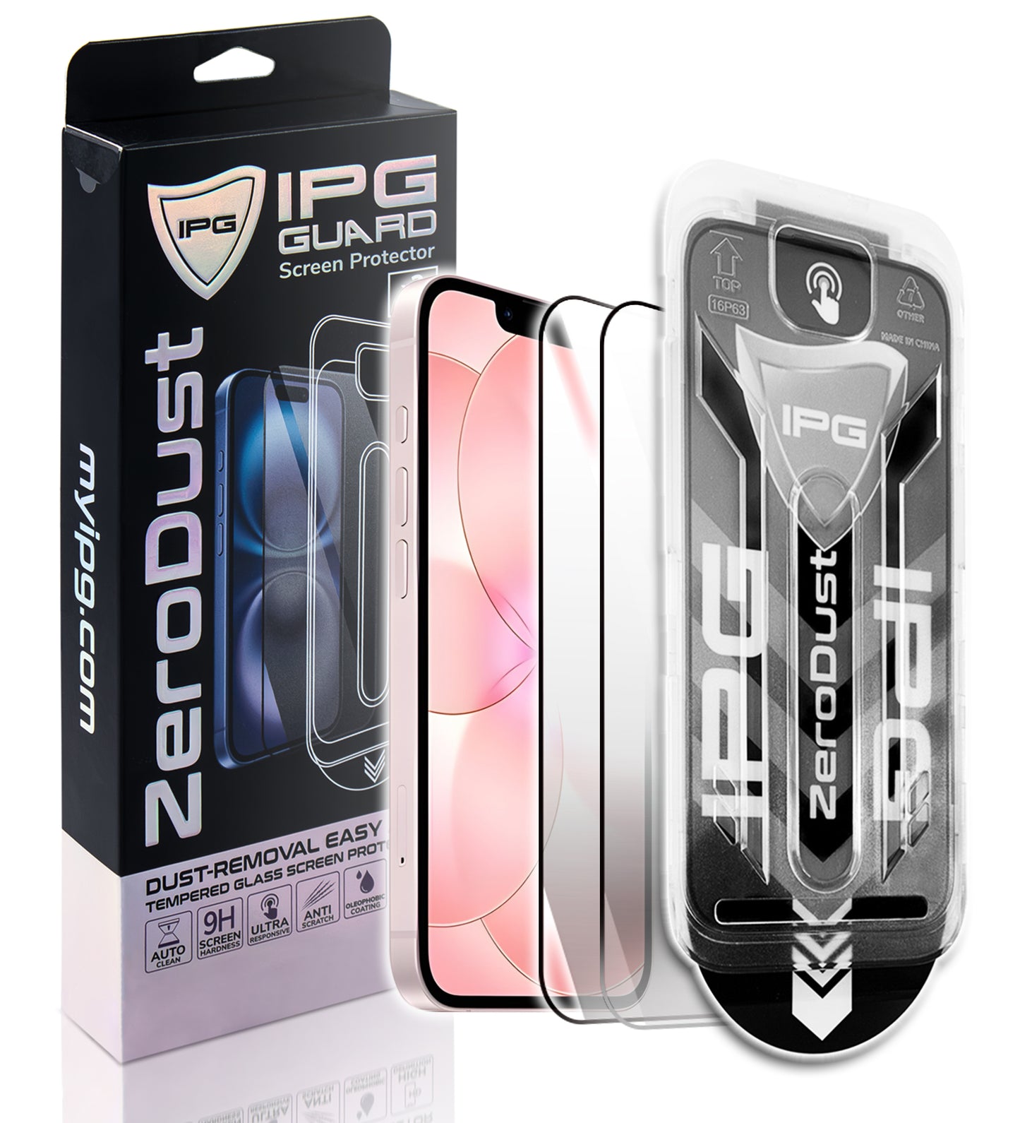 IPG Zero Dust – Auto Dust Removal Tempered Glass for iPhone 17e (2 UNITS) Bubble-Free Easy Install with Fit Tray, 9H Scratch Resistant